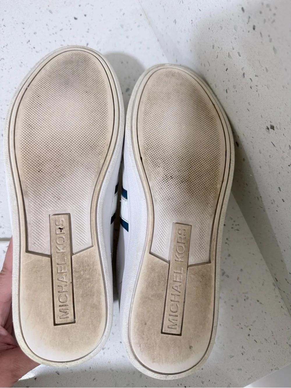 Michael‎ Kors White and Navy Leather Sneakers